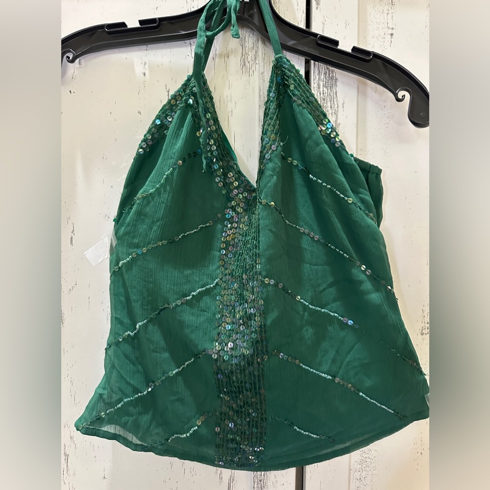 Green sequins top